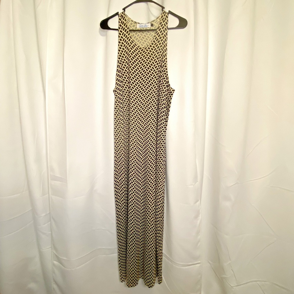 Ava‎ Sky Women's Rectangle Geometric Pattern Sleeveless Dress XS Black & White